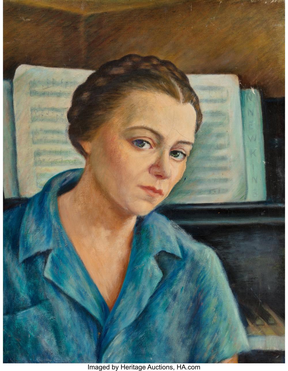 Nathalie Newking comparable auction result: nathalie newking american 1904 1954 woman at the piano oil on canvas 20 x 16