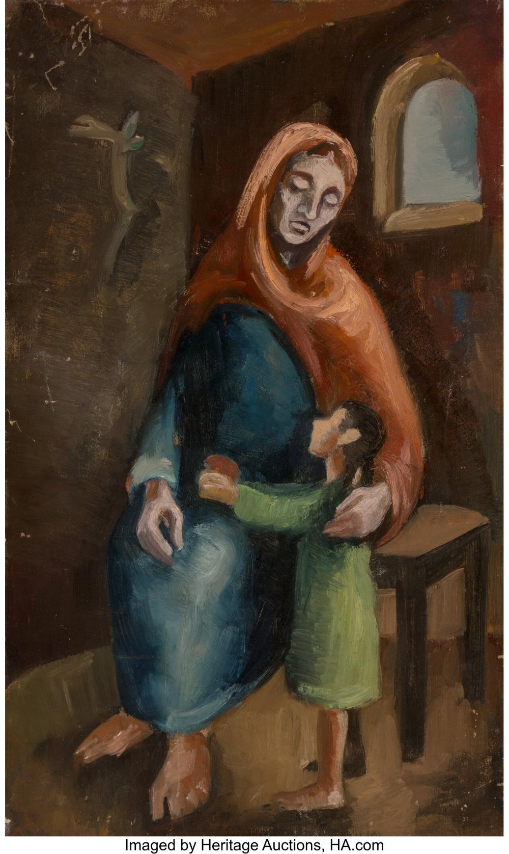 Nathalie Newking comparable auction result: nathalie newking american 1904 1954 child in green dress oil on canvas 27 x 1