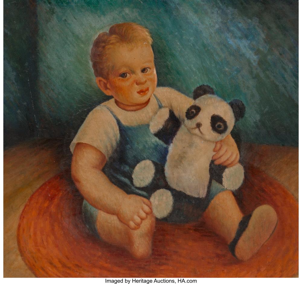 Nathalie Newking comparable auction result: nathalie newking american 1904 1954 boy with a bear oil on canvas 24 x 26 inc