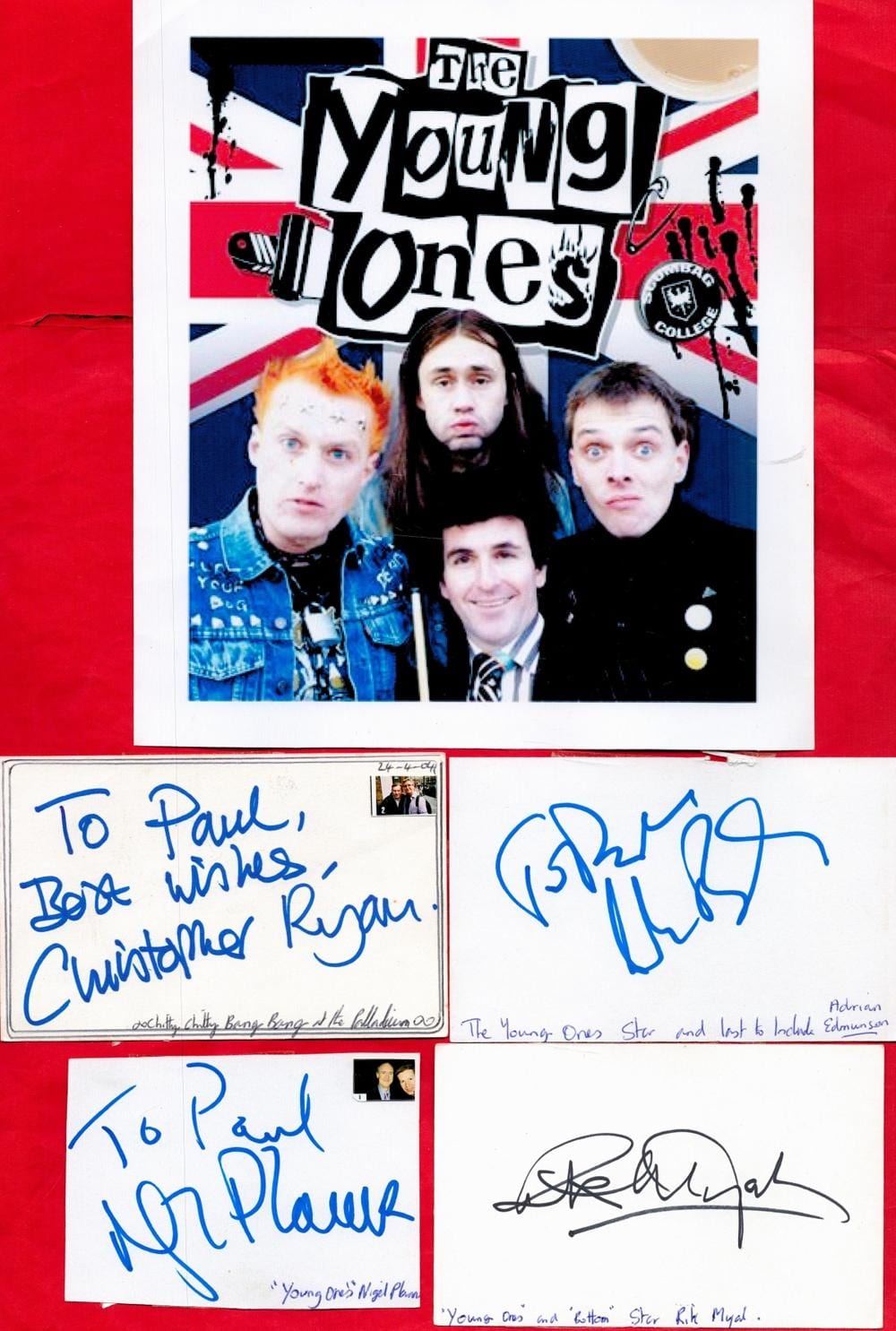 Isaac Grünewald comparable auction result: young ones collection includes 4 signed white cards from cast of the iconic tv series includes rik