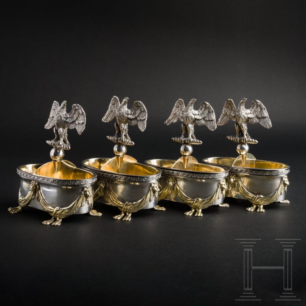 Giuseppe Valadier comparable auction result: giuseppe valadier 1762 1839 a set of four salt cellars probably made for camillo borghese prince of sulmano and rossano and brother in law to napoleon i from 1796