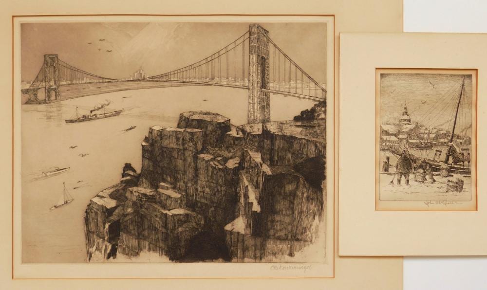 John McGrath comparable auction result: 2 20th c american etchings