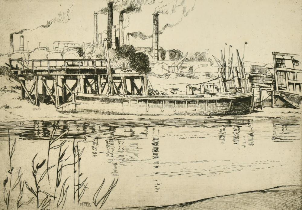 leslie moffat ward 1888 1978 british cement works from near hythe etching signed and inscribed in penci · John Nicholson's Fine Art Auctioneers & Valuers · 2022-05-11 Leslie Moffat Ward comparable auction result: leslie moffat ward 1888 1978 british cement works from near hythe etching signed and inscribed in penci