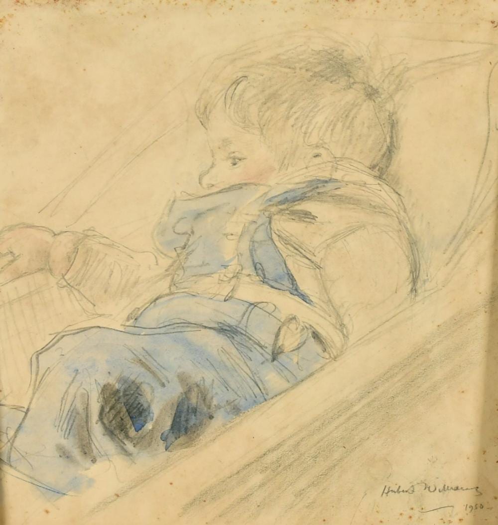 Hubert Williams comparable auction result: hubert williams 1905 1989 british a watercolour and pencil study of a young boy resting signed and dated 1