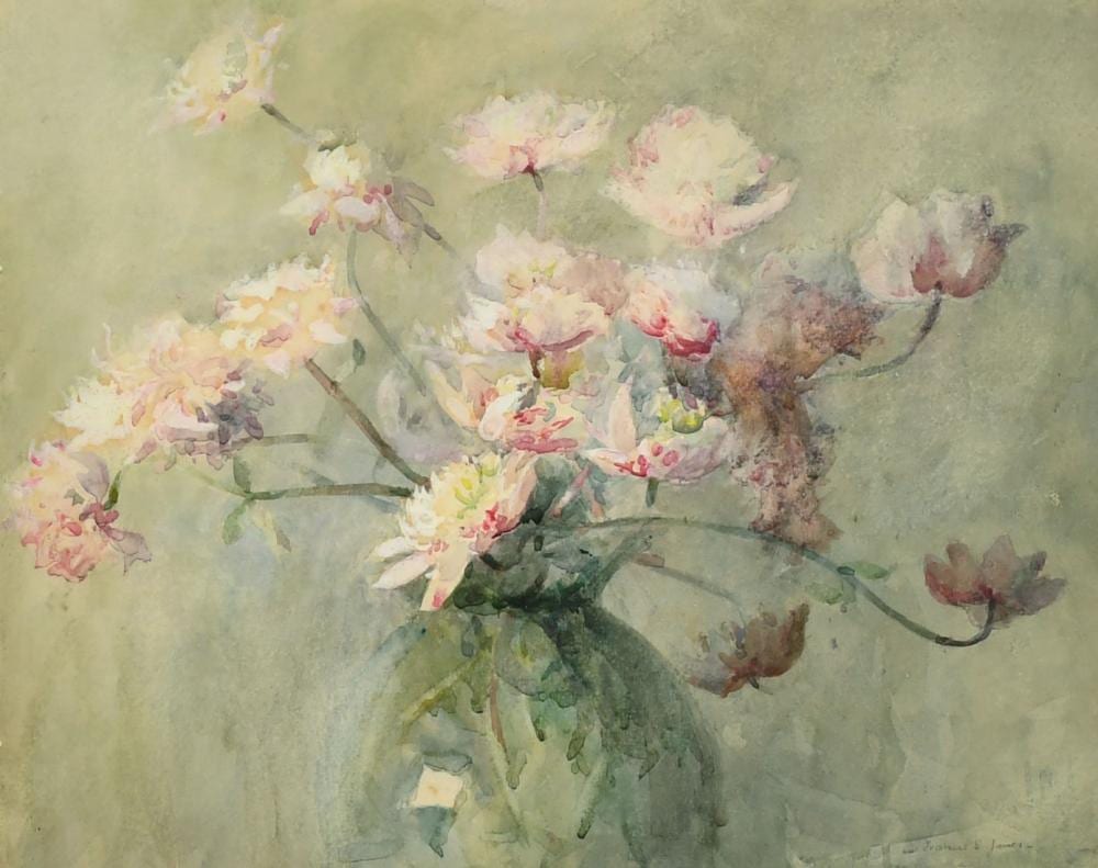 francis edward james 1850 1920 british a vase of flowers watercolour signed abbey antiques and arts tr · John Nicholson's Fine Art Auctioneers & Valuers · 2022-05-11 Francis Edward James comparable auction result: francis edward james 1850 1920 british a vase of flowers watercolour signed abbey antiques and arts tr
