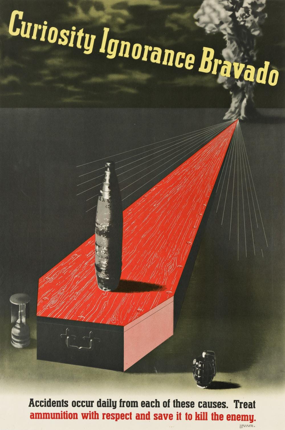 Abram Games comparable auction result: abram games 1914 1996 curiosity ignorance bravado 1943 28 x19 inches 73x49 cm alf cooke ltd leeds and london