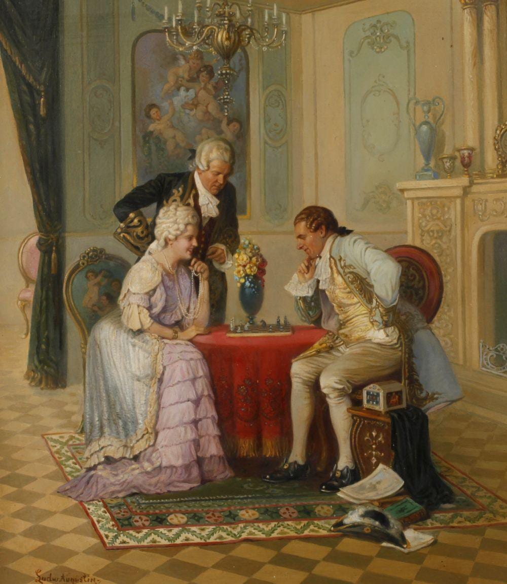 Ludwig Augustin comparable auction result: ludwig augustin beim schachspiel
