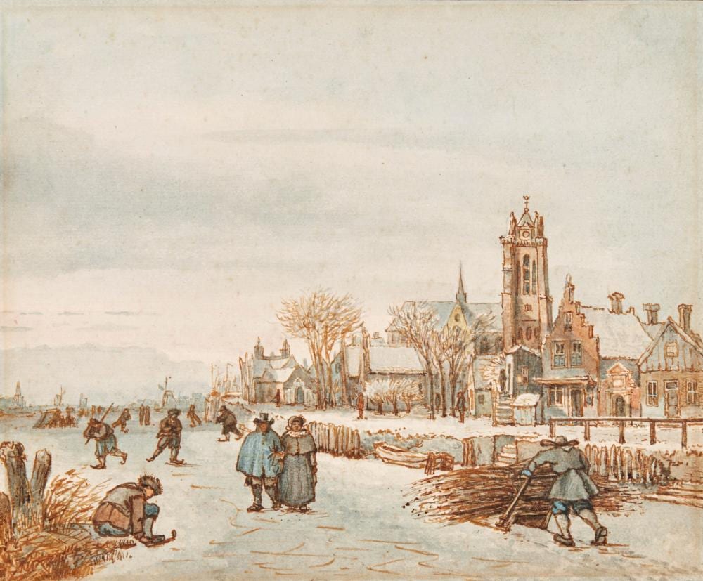 Gerrit Lamberts comparable auction result: gerrit lamberts amsterdam 1774 1850 paysage d hiver avec des patineurs su