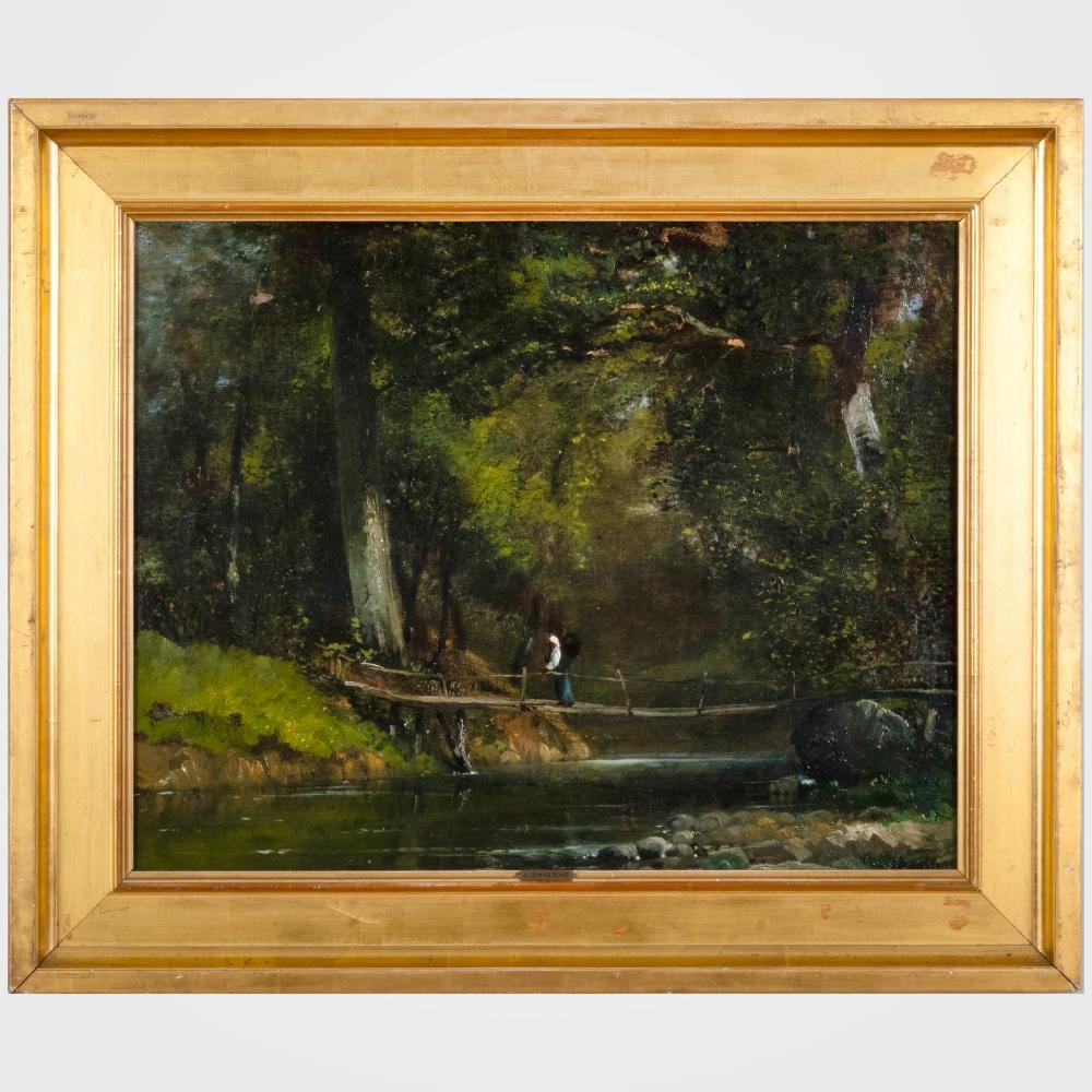 André Maglione comparable auction result: andr maglione 1838 1923 rope bridge over the creek