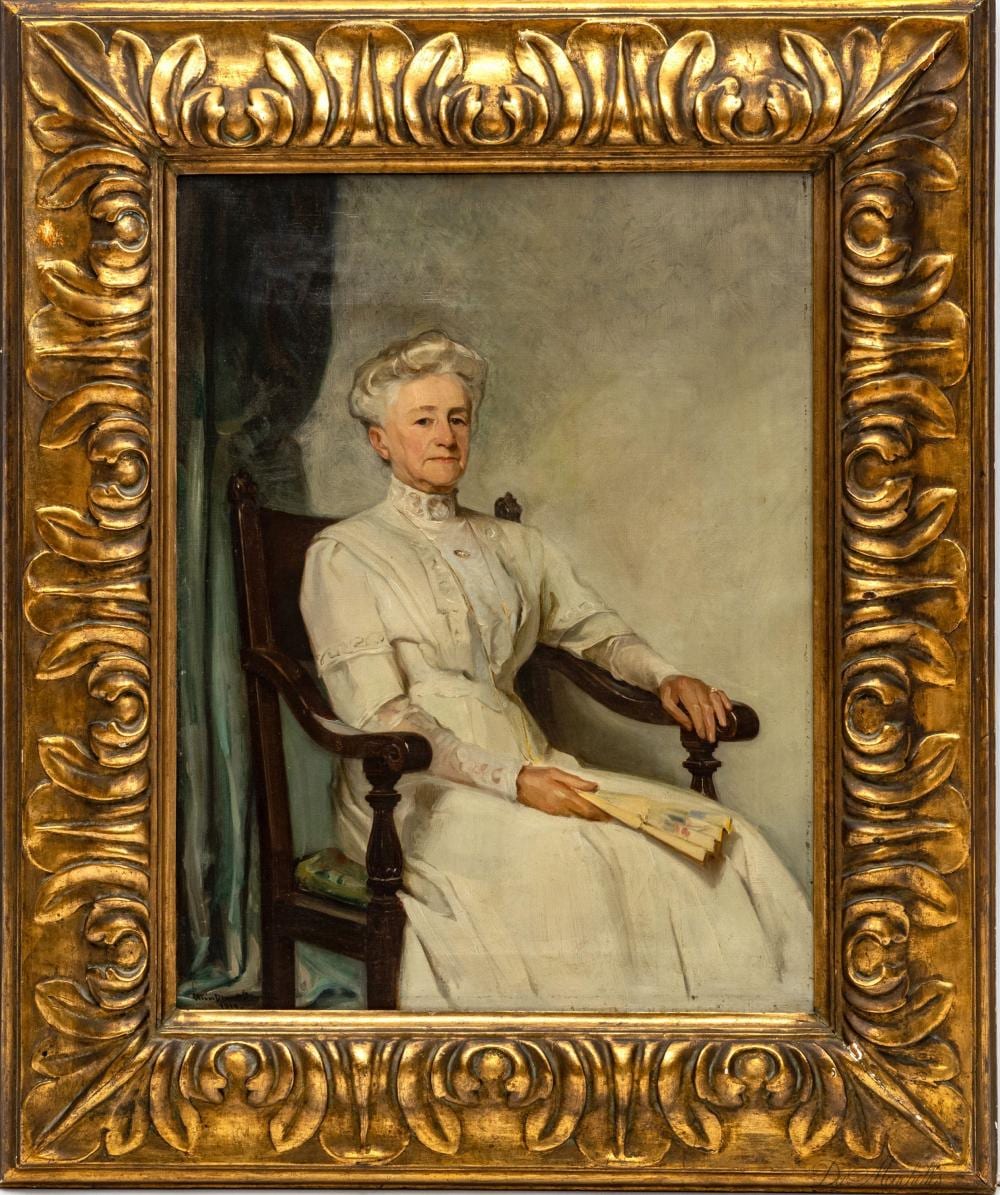 oliver dennett grover american 1861 1927 oil on canvas 1910 h 23 w 17 5 sitting portrait of mother · DuMouchelles · 2022-05-20 Oliver Dennett Grover comparable auction result: oliver dennett grover american 1861 1927 oil on canvas 1910 h 23 w 17 5 sitting portrait of mother
