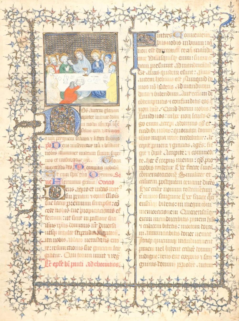 [Medieval manuscripts. Miniatures]. (The Last Supper). sold by Bubb > Kuyper: Auctioneers of Books, Fine Arts & Manuscripts, lot 1842 — auction record photograph