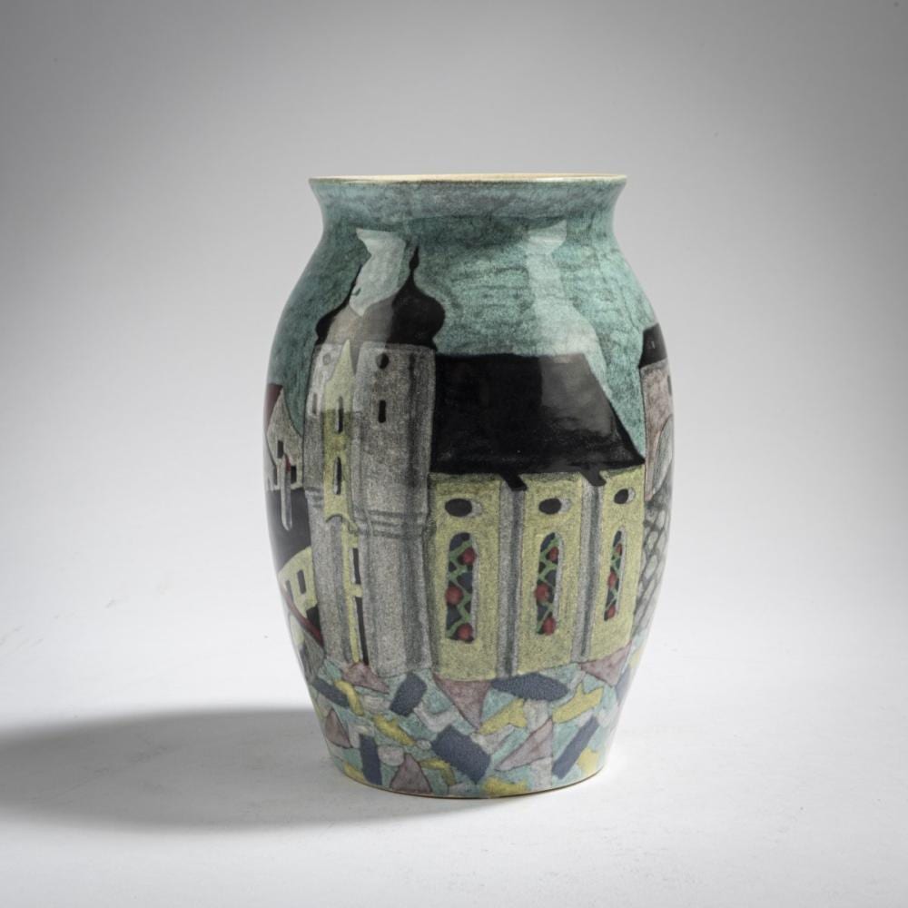 Eduard Klablena comparable auction result: eduard klablena vase with cityscape c 1920