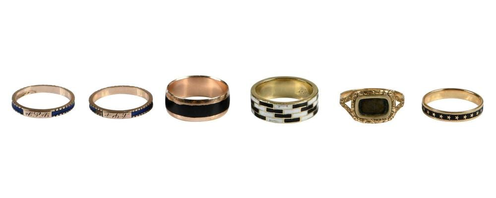 Six Antique Gold Rings sold by Brunk Auctions, lot 722 — auction record photograph