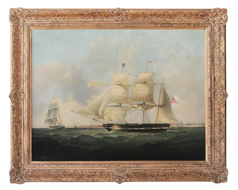 john ward of hull british 1798 1849 frigate off the english coast · New Orleans Auction Galleries · 2022-05-21 John (1798) Ward comparable auction result: john ward of hull british 1798 1849 frigate off the english coast