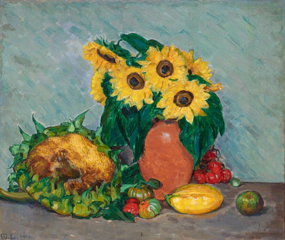 Wilhelm Laage comparable auction result: wilhelm laage german 1868 1930 sonnenblumen sunflowers 1910