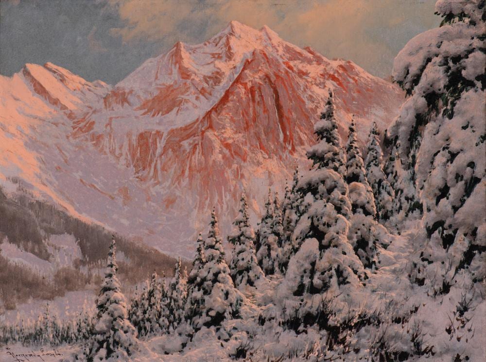 László Neogrády comparable auction result: l szl neogr dy hungarian 1896 1962 tatra landscape with a view on mi guszowiecki grand peak