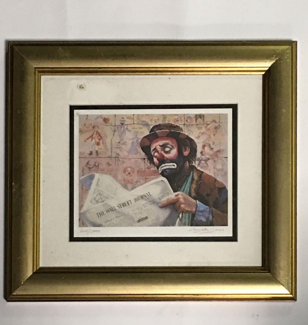 signed leighton jones print of clown · Berner's Auction Gallery · 2022-05-12 Leighton Jones comparable auction result: signed leighton jones print of clown