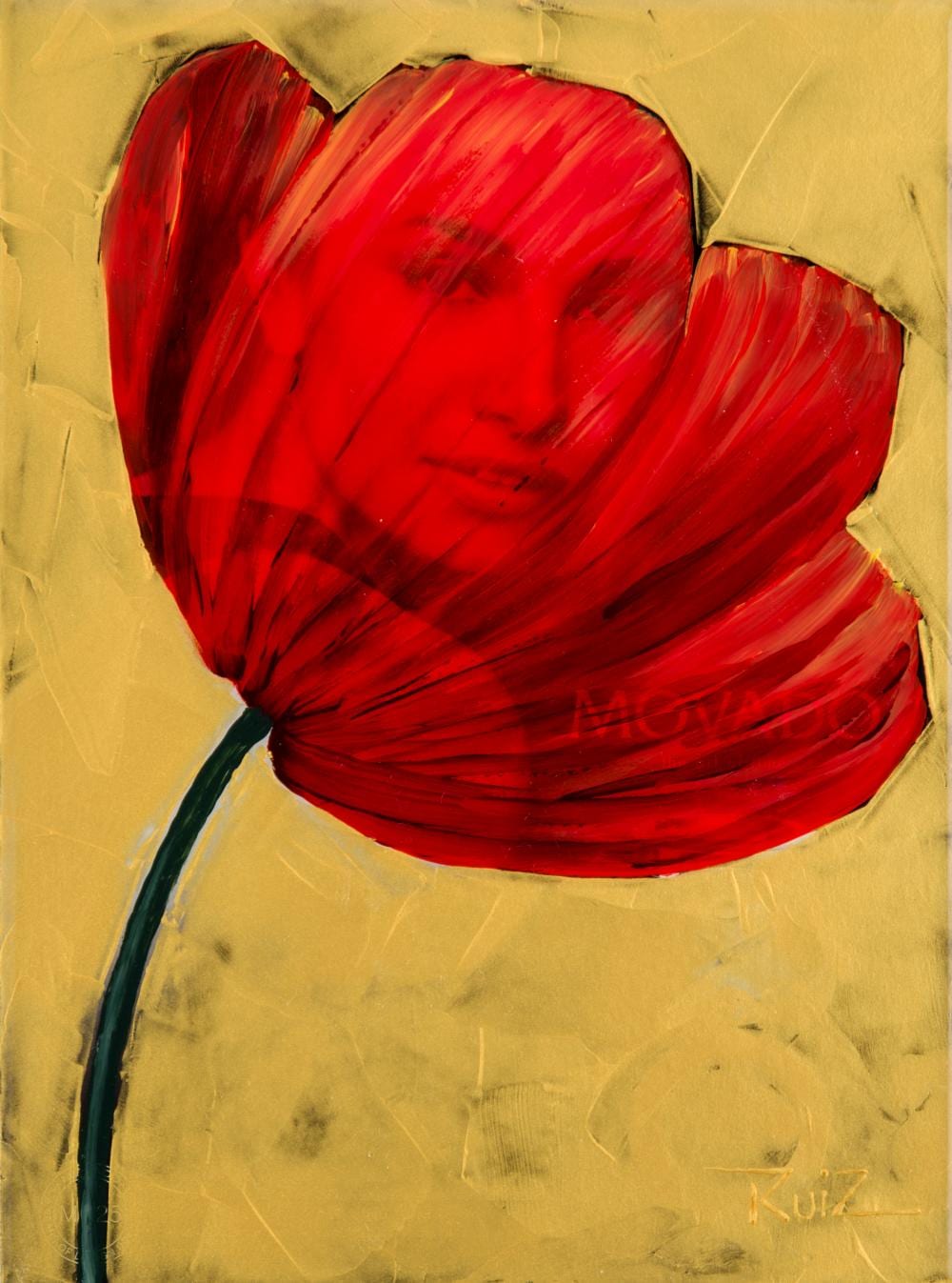 Pedro Ruiz (1957) Amapola N°4, 2021 Técnica mixta sobre papel Medidas: 27 x 20 cm comparable sale