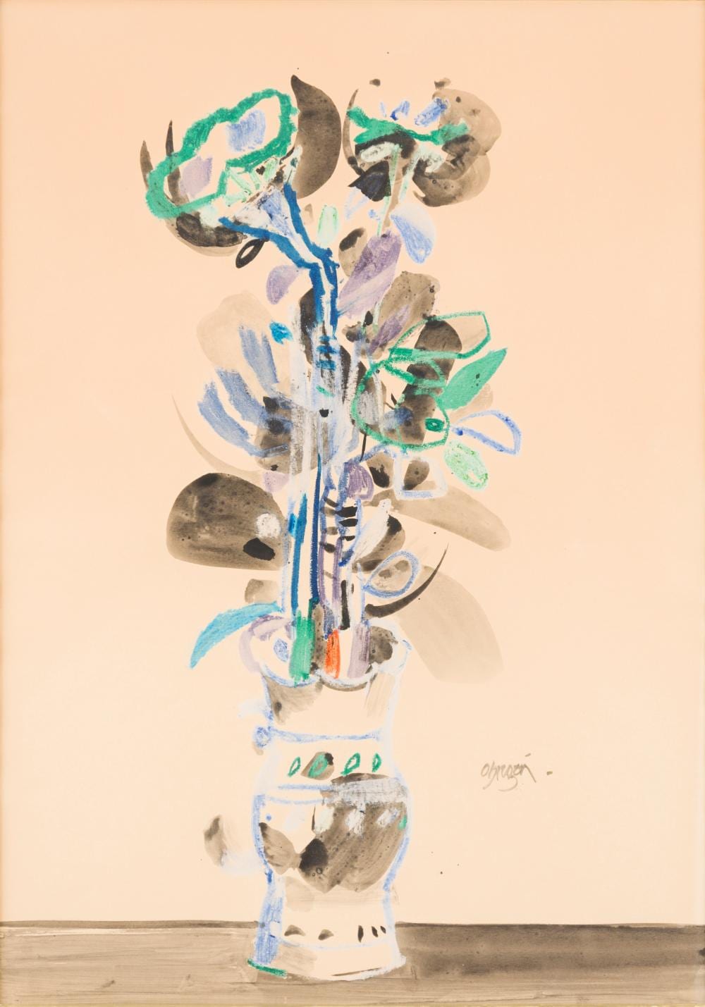 Alejandro Obregon (1920-1992) S/T, sf. Técnica mixta sobre papel Medidas: 65 x 45.5 cm comparable sale