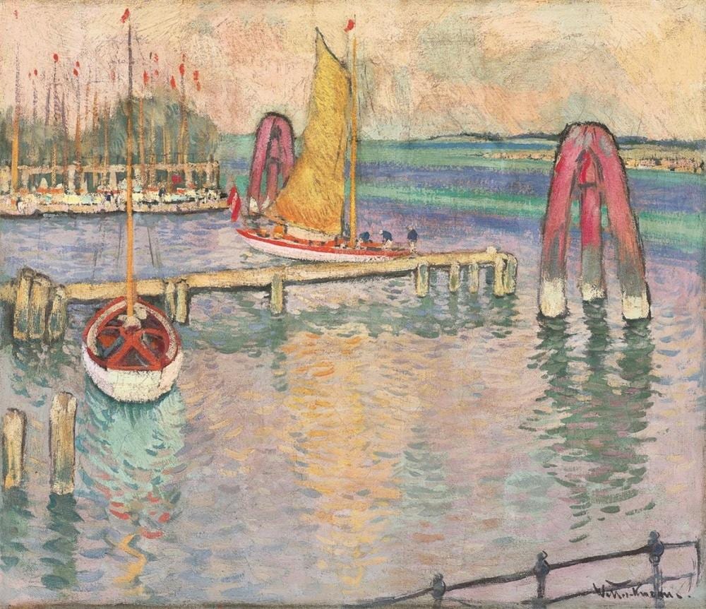 Johann Walter-Kurau comparable auction result: harbour with sailing boats