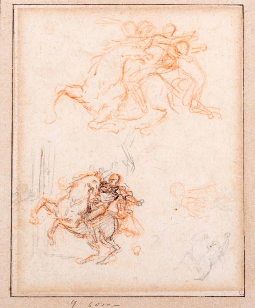 Guillaume Courtois comparable auction result: guillaume courtois saint hippolyte 1628 roma 1679 two studies for the fall of san paolo
