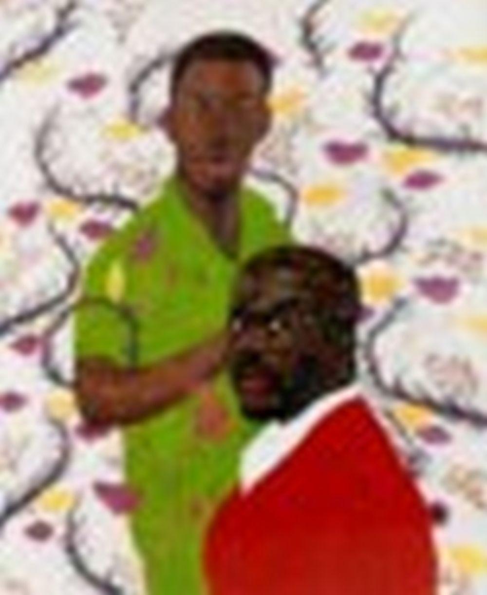 Amoako Boafo (B. 1984) The Artist with His Painting oil on paper 165 x 136 comparable sale