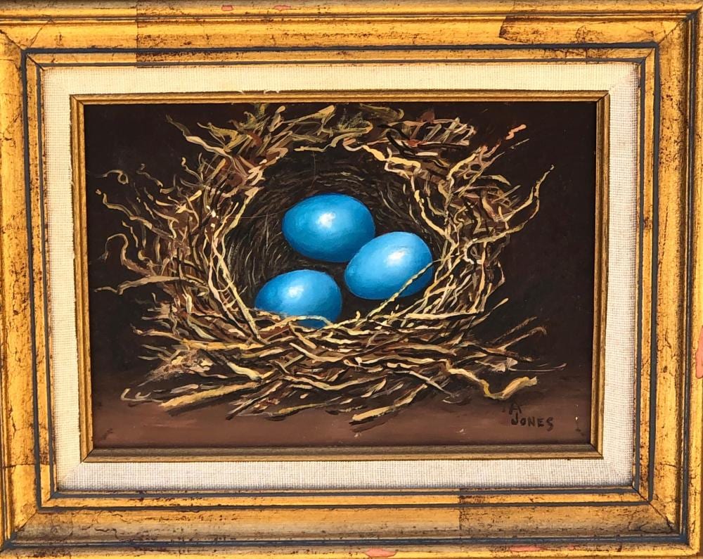 Arthur Jones comparable auction result: 2 arthur jones bird s nest oil paintings
