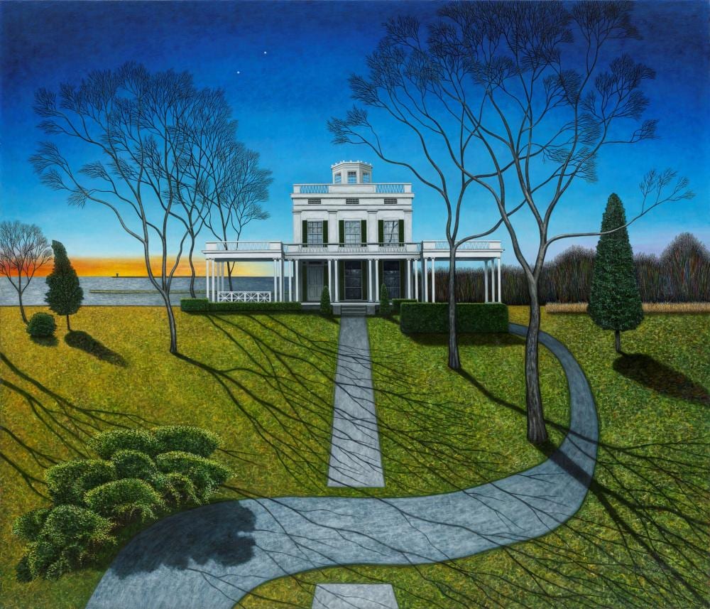 Scott Kahn (B. 1946) BIG HOUSE, HOMAGE TO AMERICA oil on linen 158 x 183 cm comparable sale