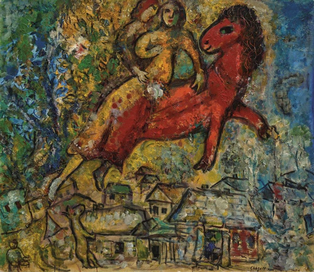 Marc Chagall (1887-1985) La Chevauchée ou La Cavalcade oil on canvas 68.3 x comparable sale