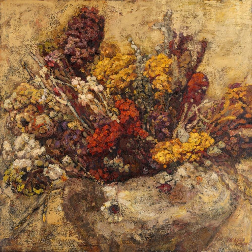 Chen Yifei (1946-2005) Still Life - Flowers oil on canvas 200 x 200 cm. (78 comparable sale