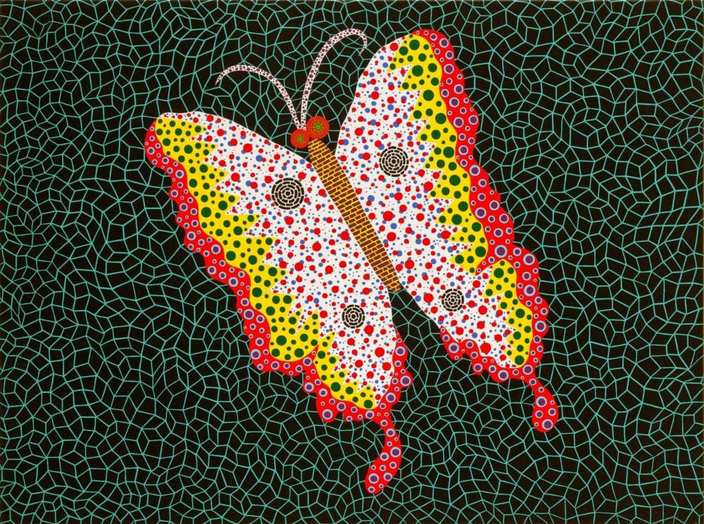 Yayoi Kusama (B. 1929) A Butterfly acrylic on canvas 97 x 130.3 cm. (38 1/4 comparable sale