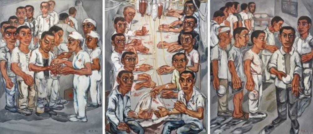 Fanzhi Zeng comparable auction result: zeng fanzhi b 1964 hospital triptych no 3 oil on canvas each 150 x 115 c