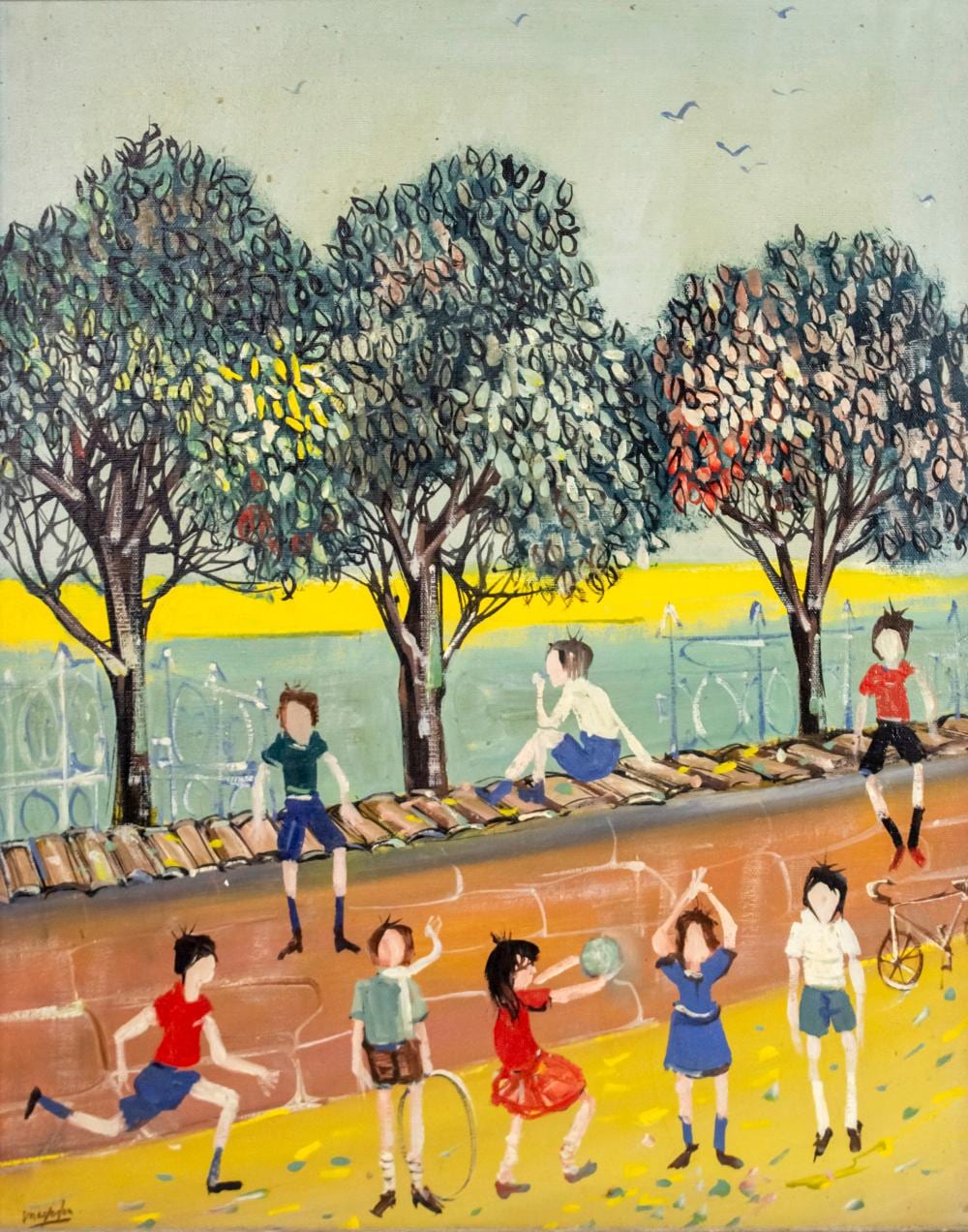 Jean C. Mayodon comparable auction result: jean claude mayodon french 1938 1981 children playing oil on canvas
