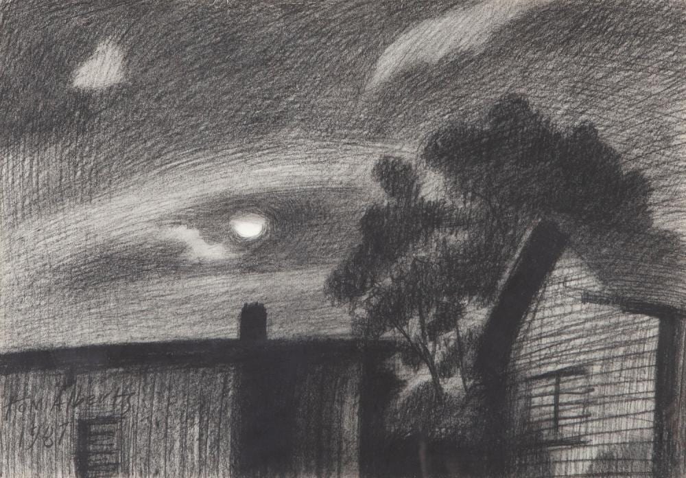 Tom Alberts comparable auction result: tom alberts summer night charcoal drawing
