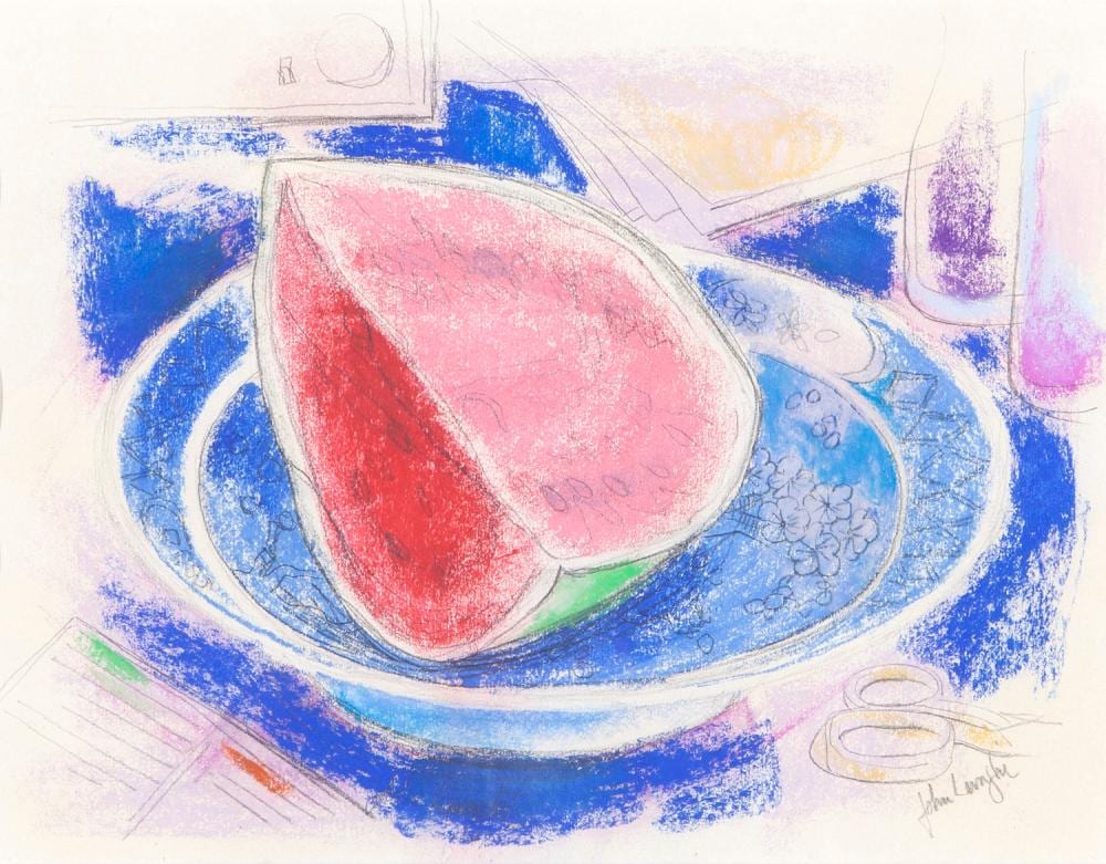 John Lunghi comparable auction result: john lunghi melon and chinese dish mixed media