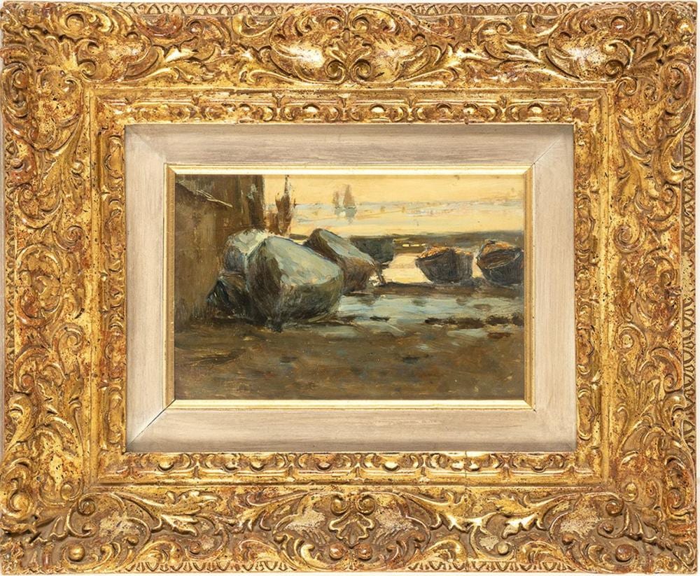 Giuseppe Danieli comparable auction result: giuseppe danieli belluno 1865 verona 1931 boats on the seashore
