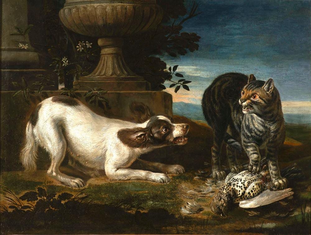 David de Coninck comparable auction result: david de coninck c 1636 antwerps after 1701 brussels a cat and dog fighting for a pheasant