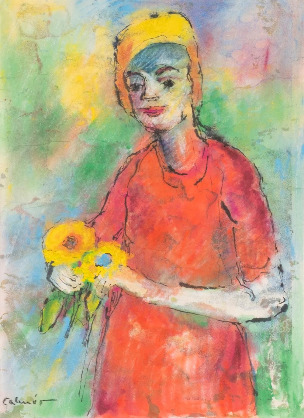 peter calm s frau mit blumen · Hargesheimer Kunstauktionen Düsseldorf · 2022-06-10 Peter Calmés comparable auction result: peter calm s frau mit blumen