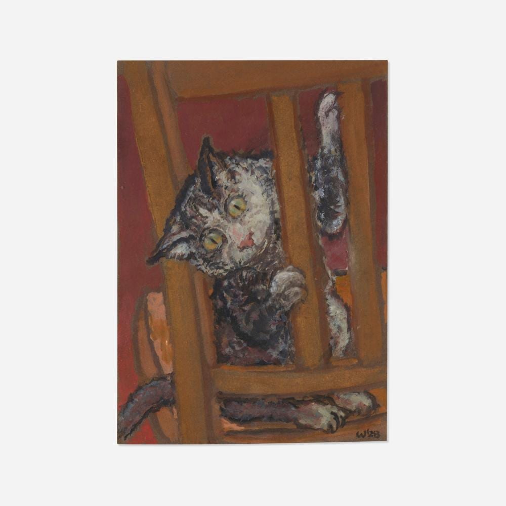 Harold Weston comparable auction result: harold weston cat on a chair