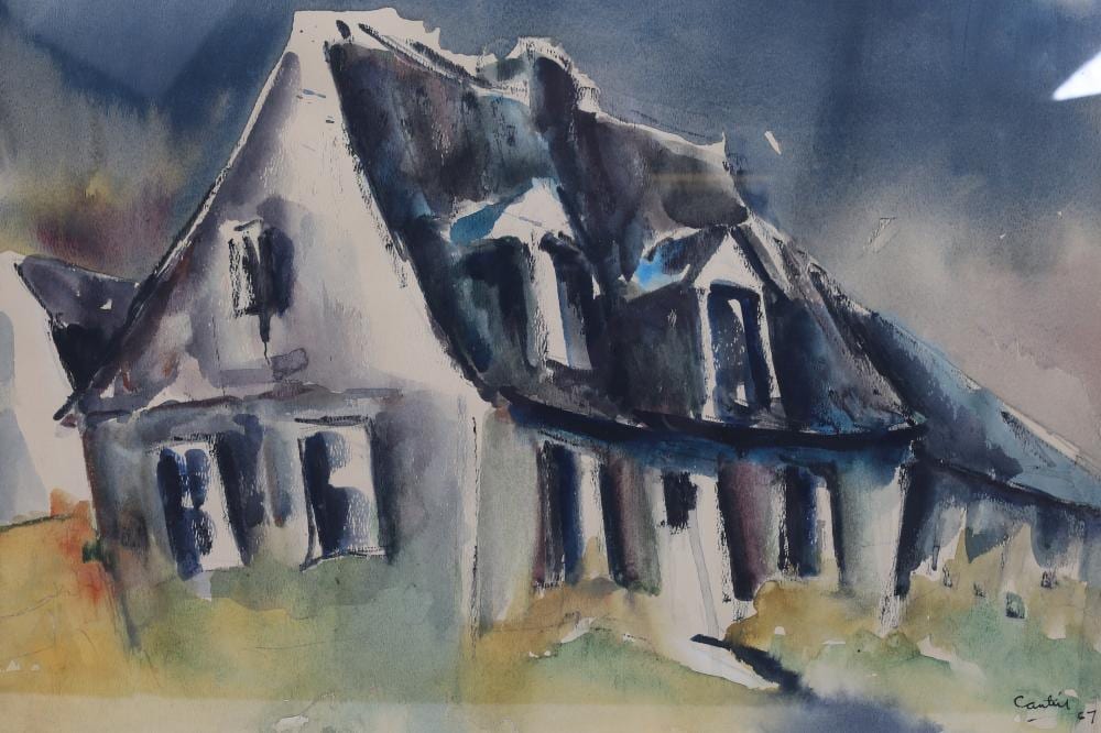 Roger Cantin comparable auction result: roger cantin watercolour french canadian house