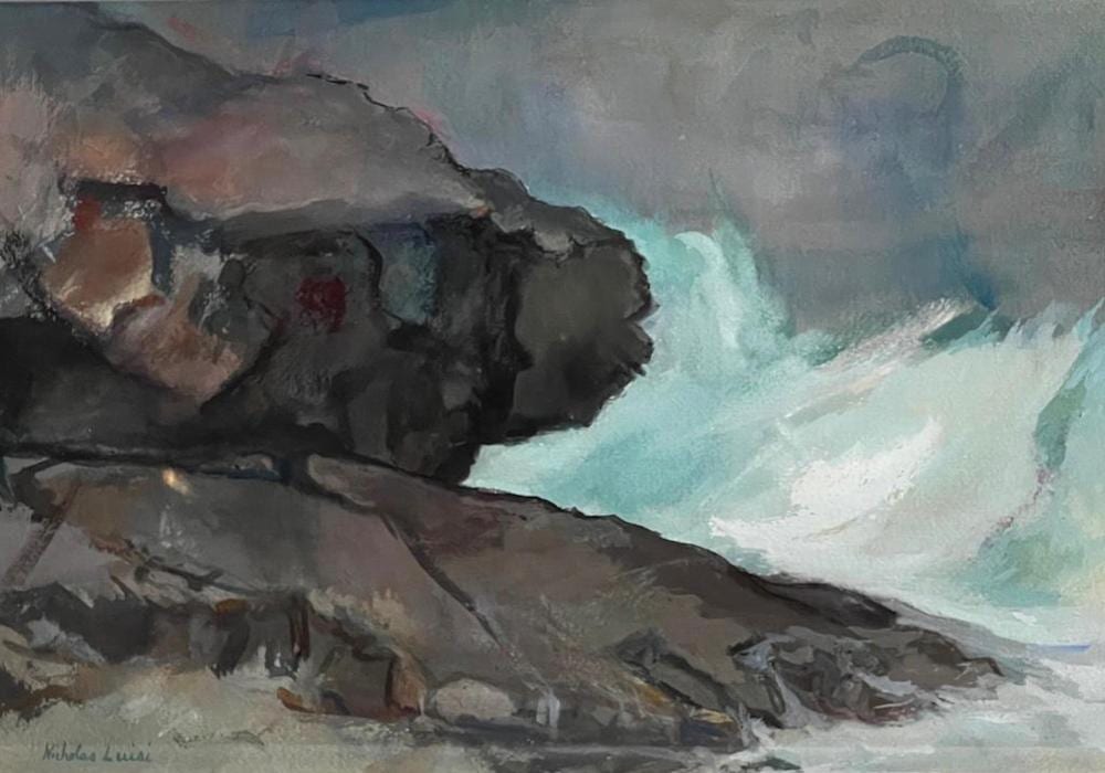 Nicholas Luisi comparable auction result: nicholas luisi watercolor crashing waves