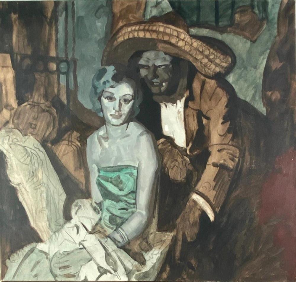Paul Winchell comparable auction result: paul winchell oil seated woman and man in sombrero