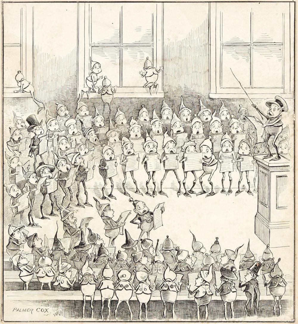 Palmer Cox comparable auction result: palmer cox 1840 1924 they sung both high and low the same as fancy led or courage came
