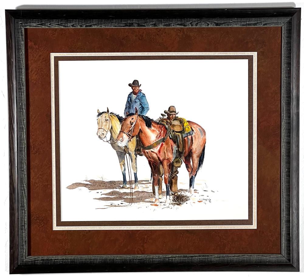 Curtis Wingate comparable auction result: curtis wingate original oil on paper depicting cowboy scene
