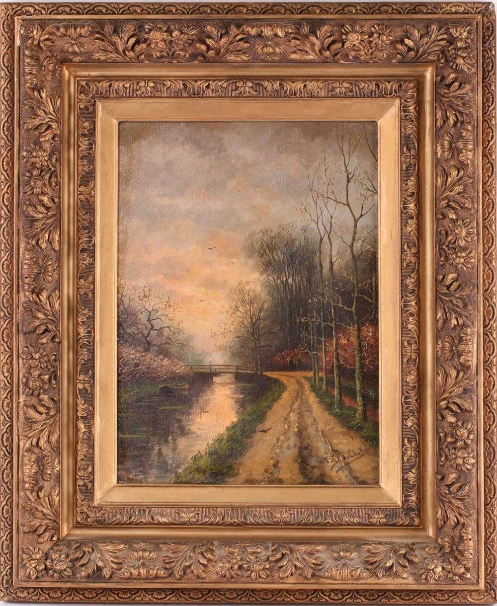 frederik jacobus van rossum du chattel 1856 1917 dutch a river landscape at sunset oil on canvas signed to lower right corner 40 cm x 29 cm in a gilt frame · Dawsons Auctioneers · 2022-05-26 Frederik Jacobus van Rossum du Chattel comparable auction result: frederik jacobus van rossum du chattel 1856 1917 dutch a river landscape at sunset oil on canvas signed to lower right corner 40 cm x 29 cm in a gilt frame
