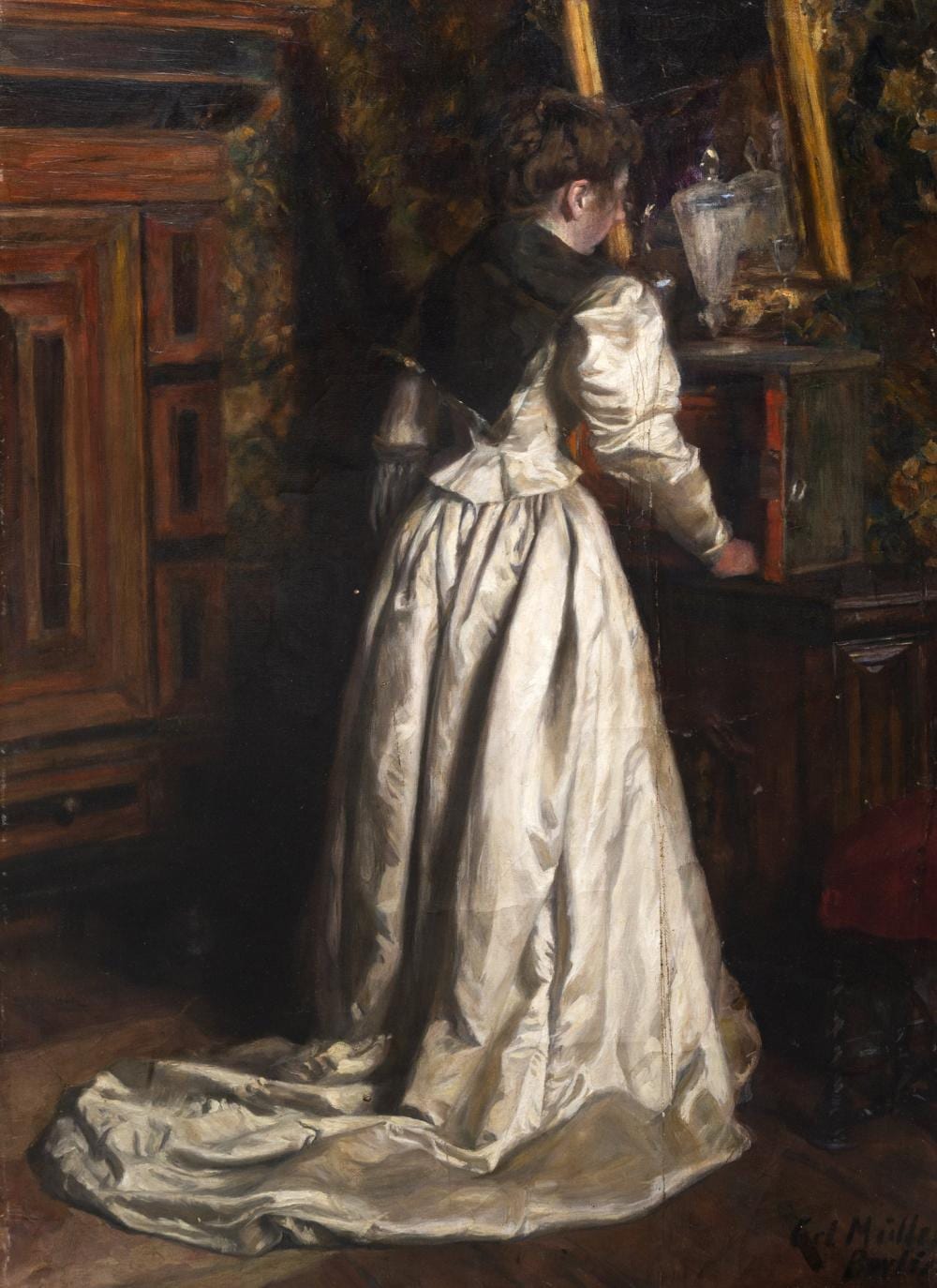carl m ller darmstadt 1818 bad neuenahr 1893 young woman indoors in white dress · Finarte · 2022-06-08 Carl (1862) Müller comparable auction result: carl m ller darmstadt 1818 bad neuenahr 1893 young woman indoors in white dress