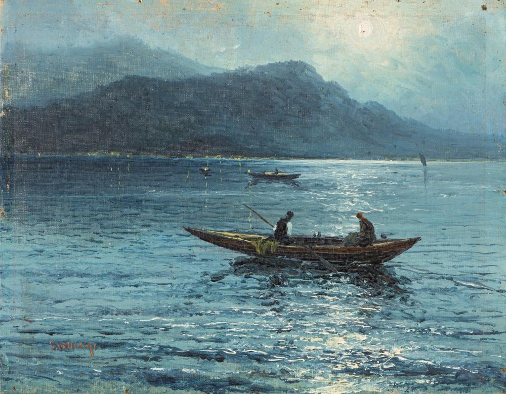 Giovanni Cavalleri comparable auction result: giovanni cavalleri sabbio bergamasco 1858 bergamo 1934 fishermen in the moonlight