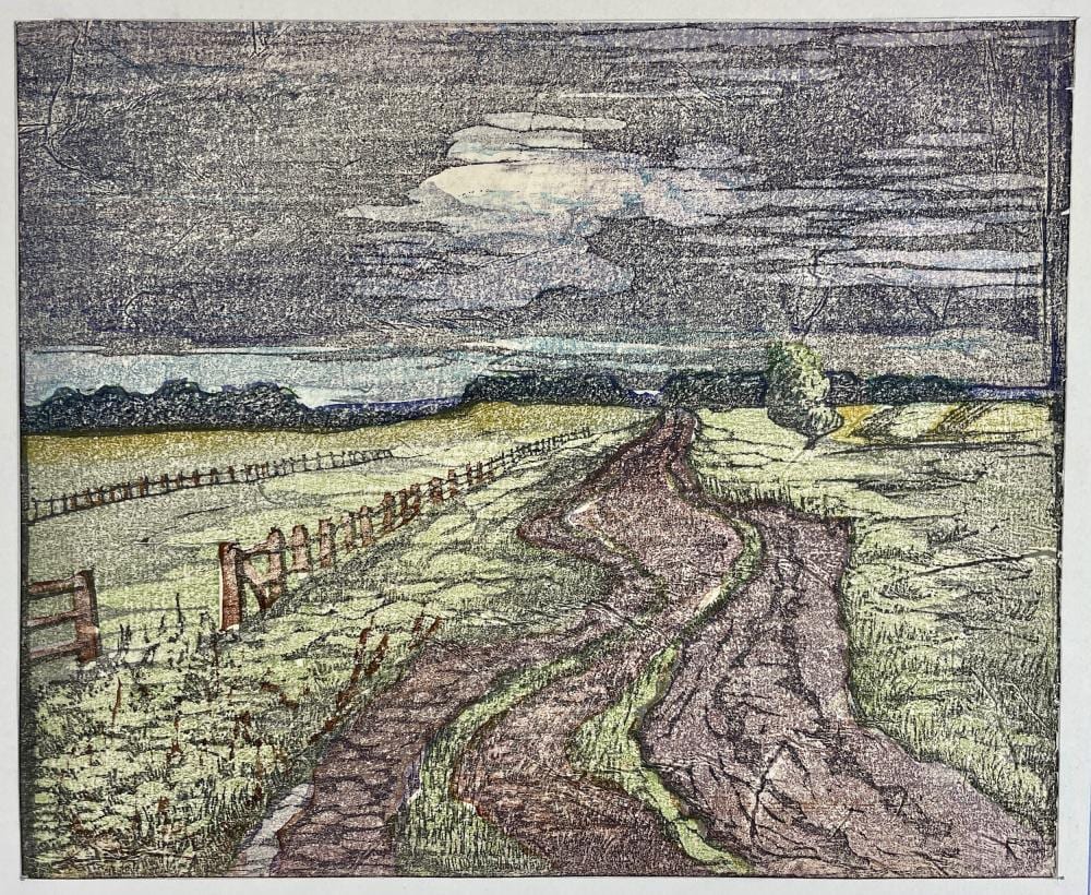 Margarete Geibel comparable auction result: impressionist farm woodblock by margarethe geibel
