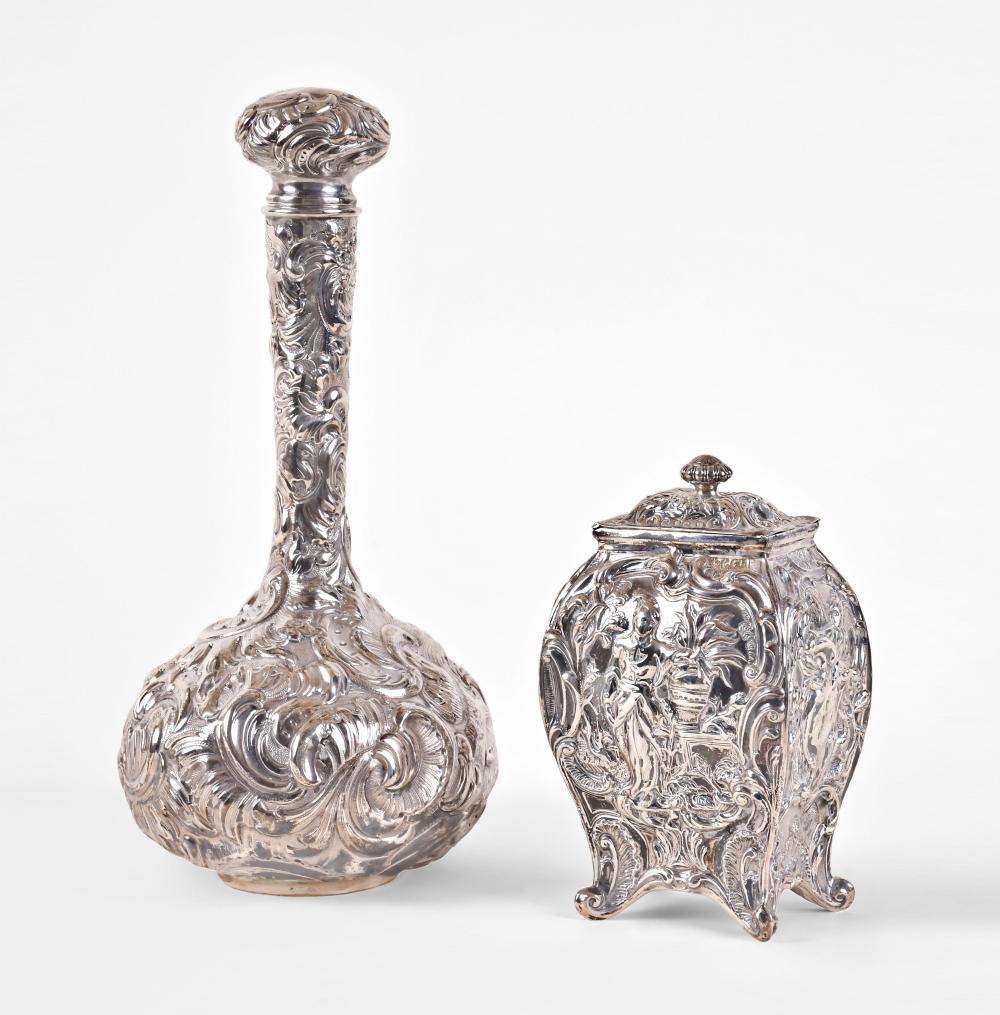 A lot of two decorative sterling silver items by Gorham and George Shiebler sold by Schmitt Horan & Co., lot 725 — auction record photograph