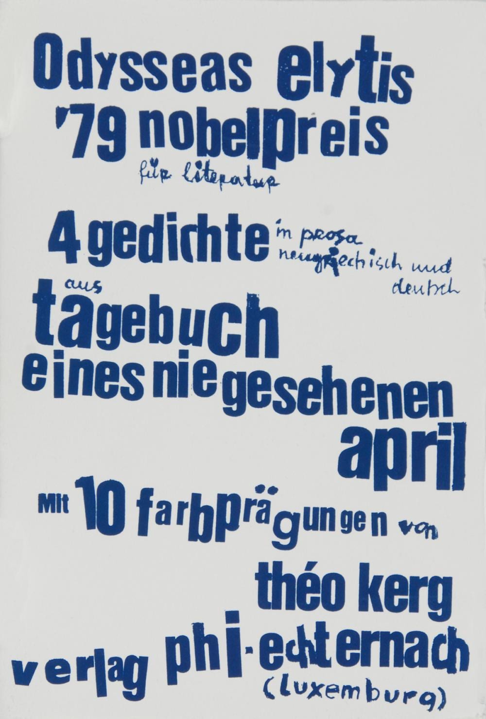 Théo Kerg comparable auction result: th o kerg 1909 1993 book tagebuch eines nie gesehenen april